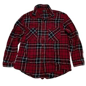 G:21 Red Black Plaid Flannel Button Down XL